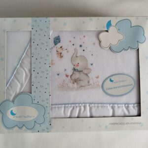 Sabana De Coralina Elefante Blanco/azul- Coche