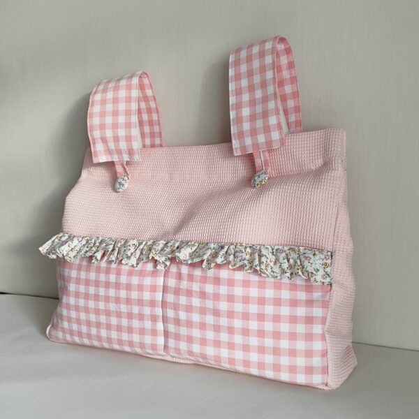 Bolso Para Carrito De Waffle Y Vichy Rosa - Imagen 4