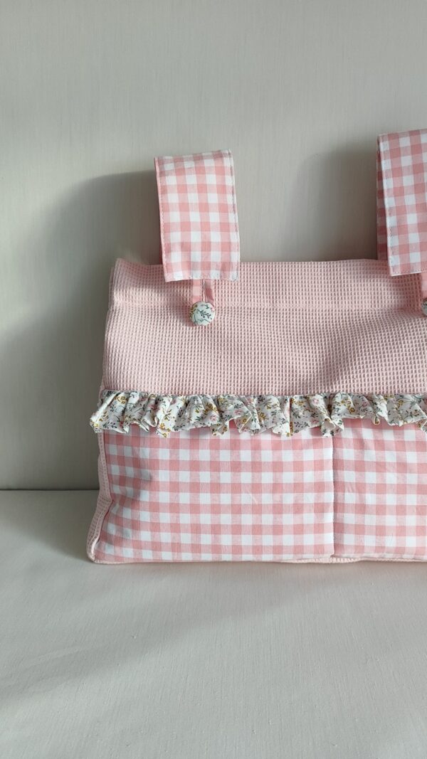 Bolso Para Carrito De Waffle Y Vichy Rosa - Imagen 2