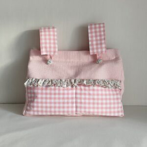 Bolso Para Carrito De Waffle Y Vichy Rosa