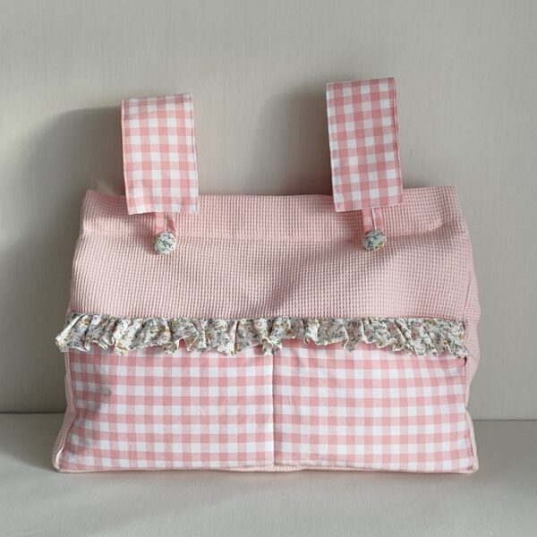 Bolso Para Carrito De Waffle Y Vichy Rosa