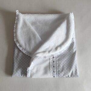 Arrullo Blanco Y Gris Con Lunares Blancos