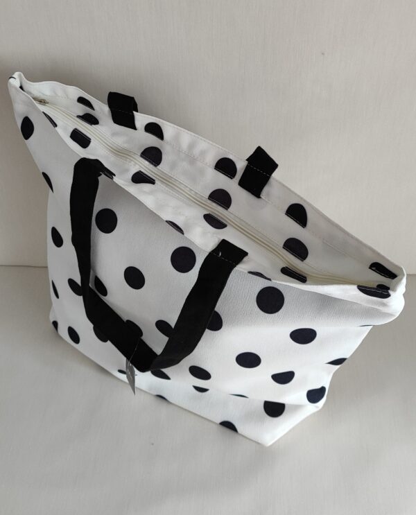 Bolso Algodón blanco lunares negro D'CASA - Imagen 3