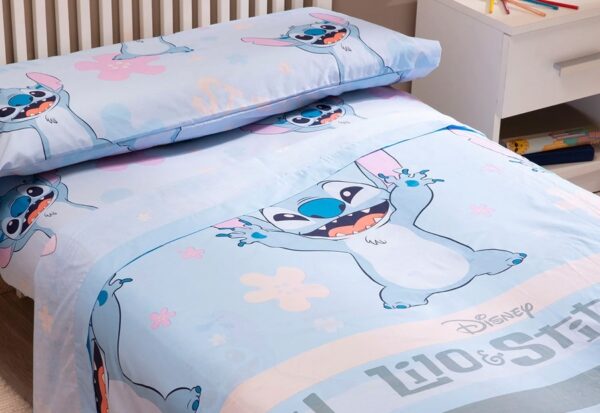 Juego Sábana Tela 3 Piezas DISNEY Licencia STITCH AZUL