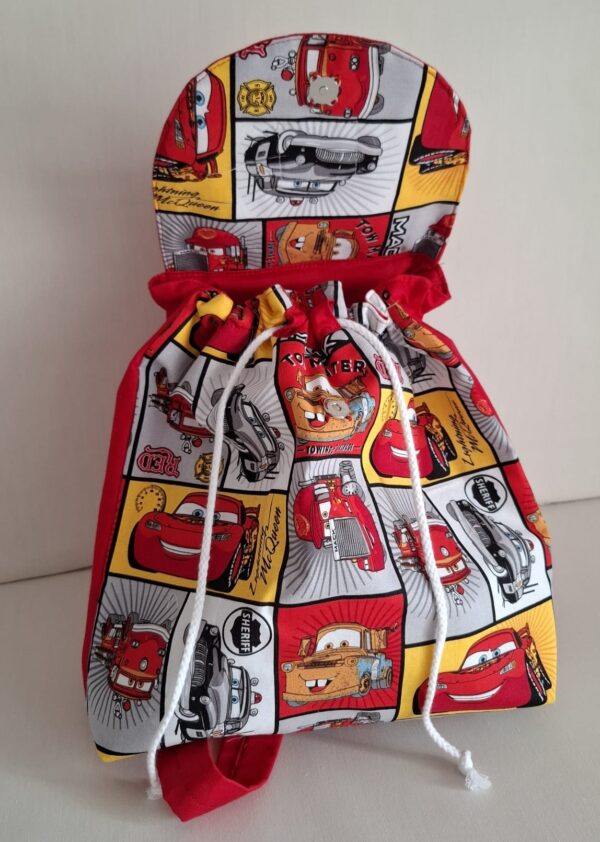 Mochila artesanal para guardería o colegio Cars - Imagen 3