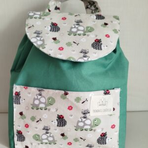 Mochila artesanal para guardería o colegio tortugas