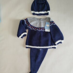 Conjunto bebe tres piezas azul.