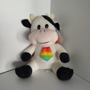 Peluche vaquita con corbata de colores