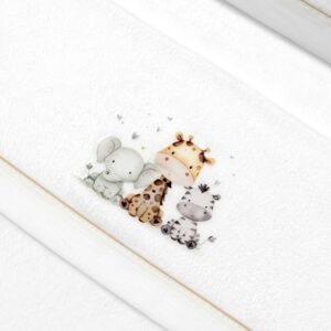 Sábana Coralina Jirafa Elefante blanco/beige - Mini