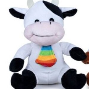 Peluche vaquita con corbata de colores