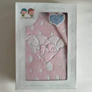 Sábana doralina bordada conejo corazon– mini  cuna rosa